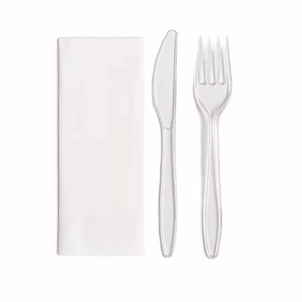 Besteck Set (Serviette-Messer-Gabel) Transparent